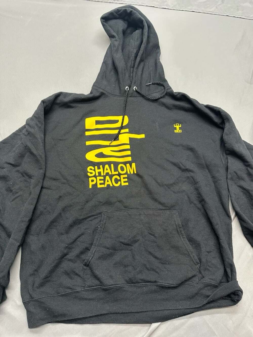 Hanes Ecosmart Shalom Peace Black Graphic Hoodie Large